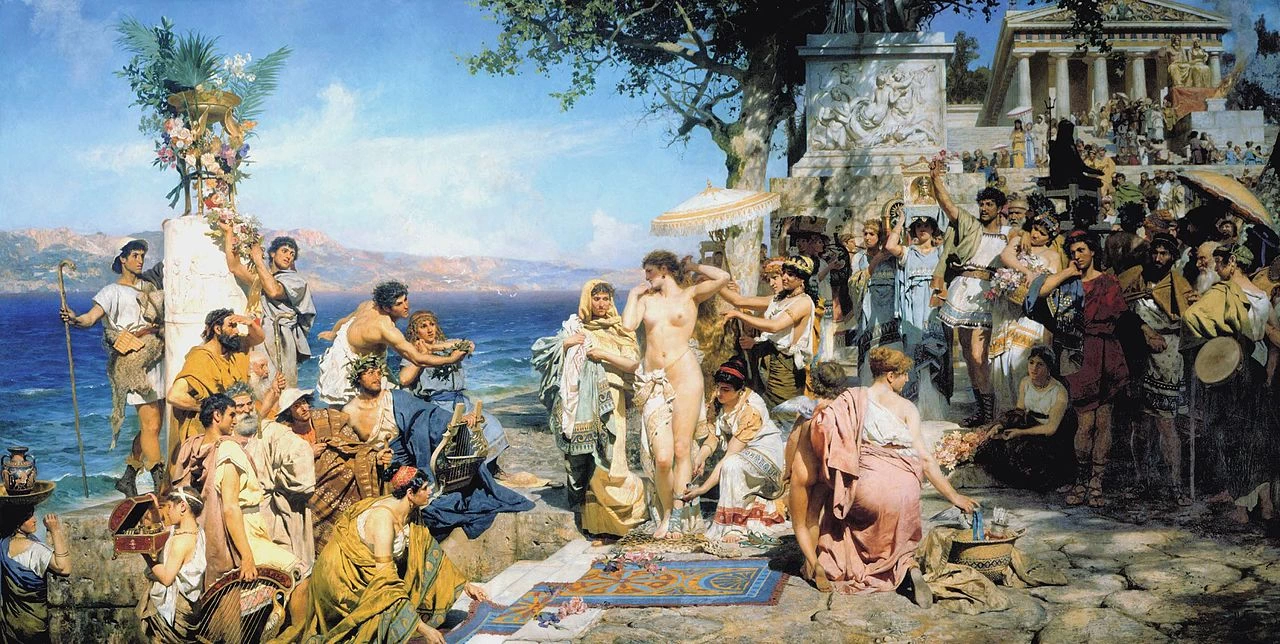 Henryk Siemiradzki - Frine alle feste di Poseidone a Eleusi, San Pietroburgo